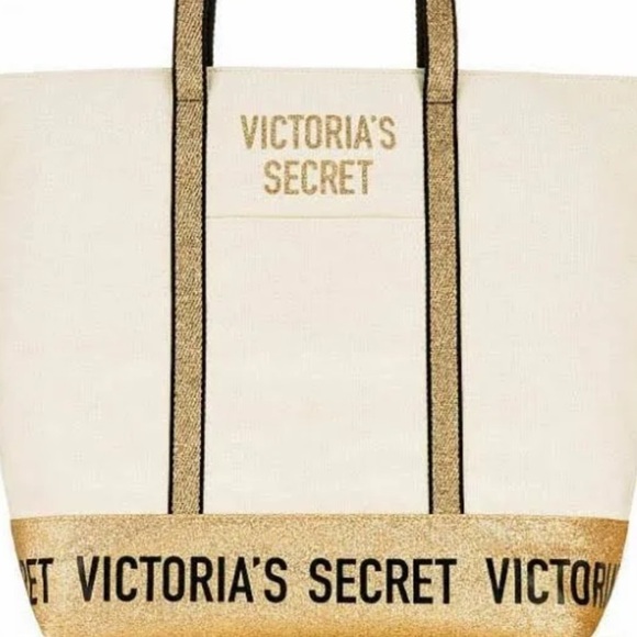 Victoria's Secret Canvas Tote Bag Set - Beige and Pink - Picture 5 of 15